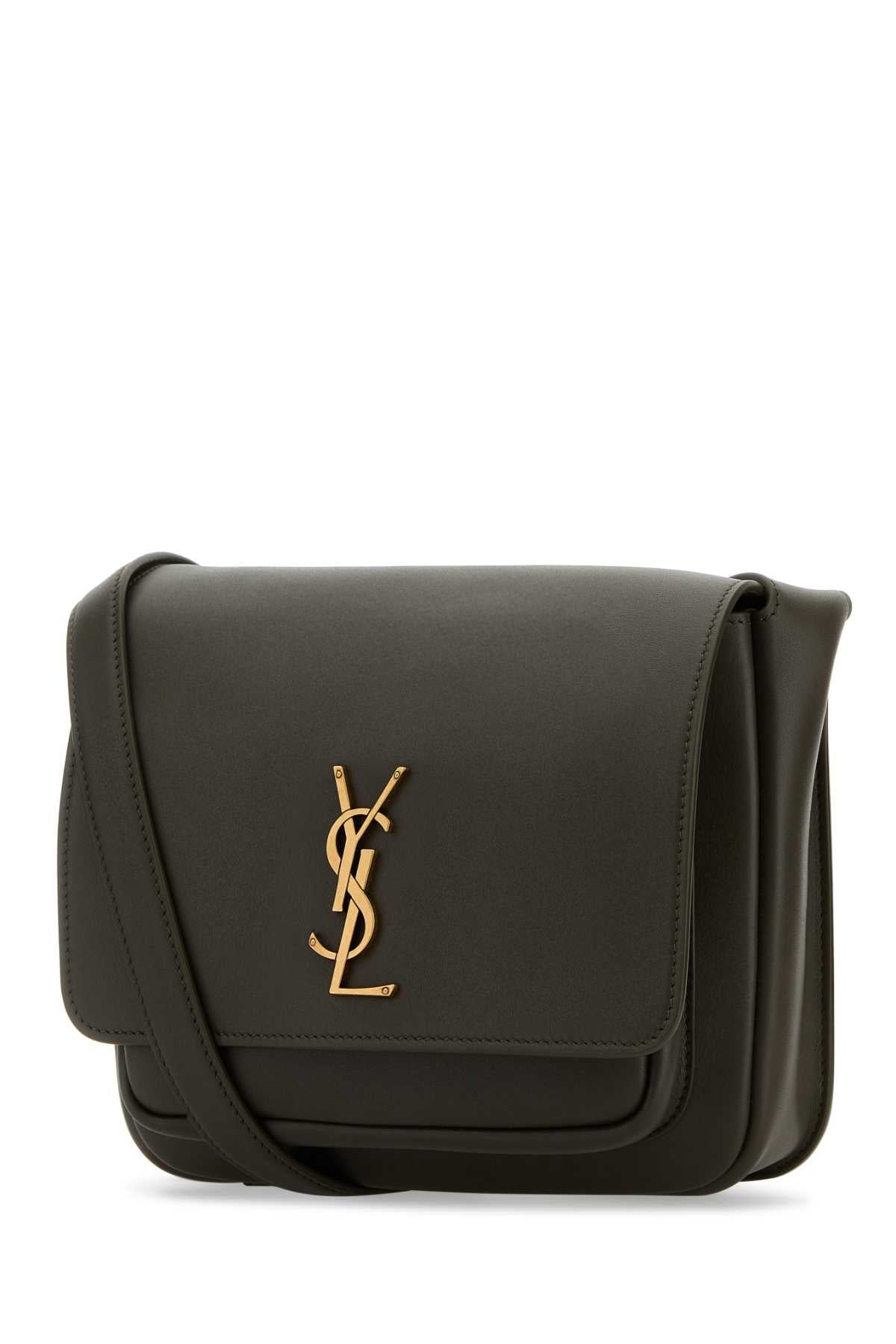 Saint Laurent Women Bottle Green Leather Niki Crossbody Bag