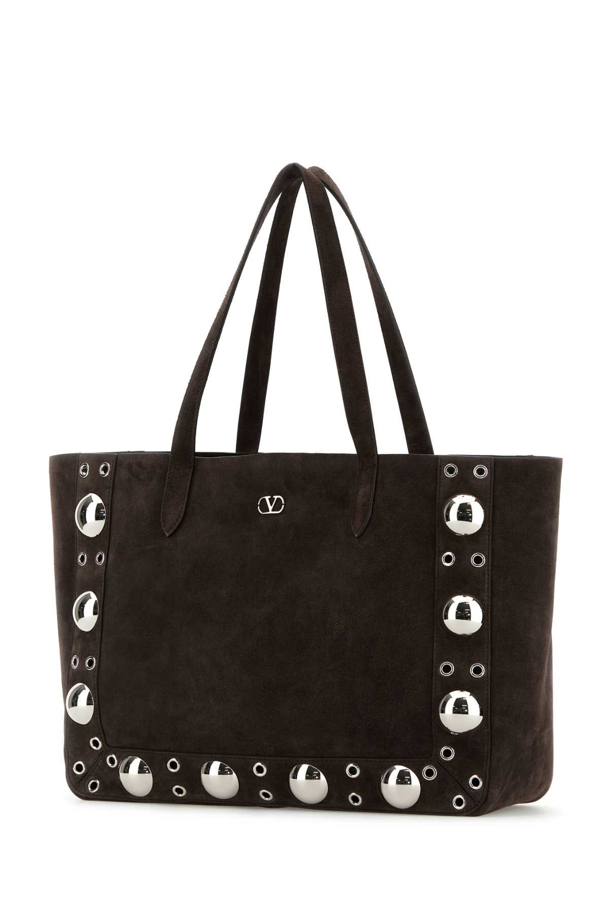 Valentino Garavani Women Brown Suede Nellcã´Te Shopping Bag