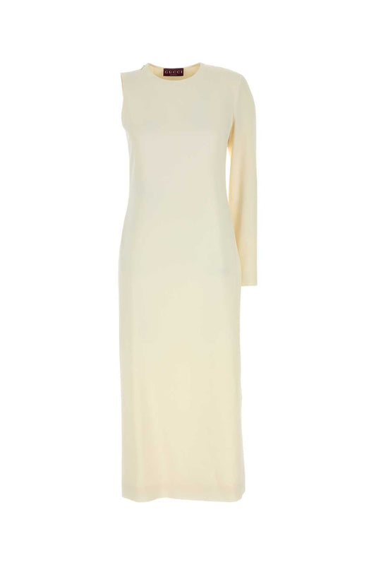 Gucci Women Ivory Sable One-Shoulder Dress