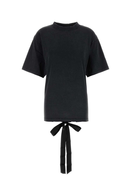 Balenciaga Women Graphite Cotton T-Shirt