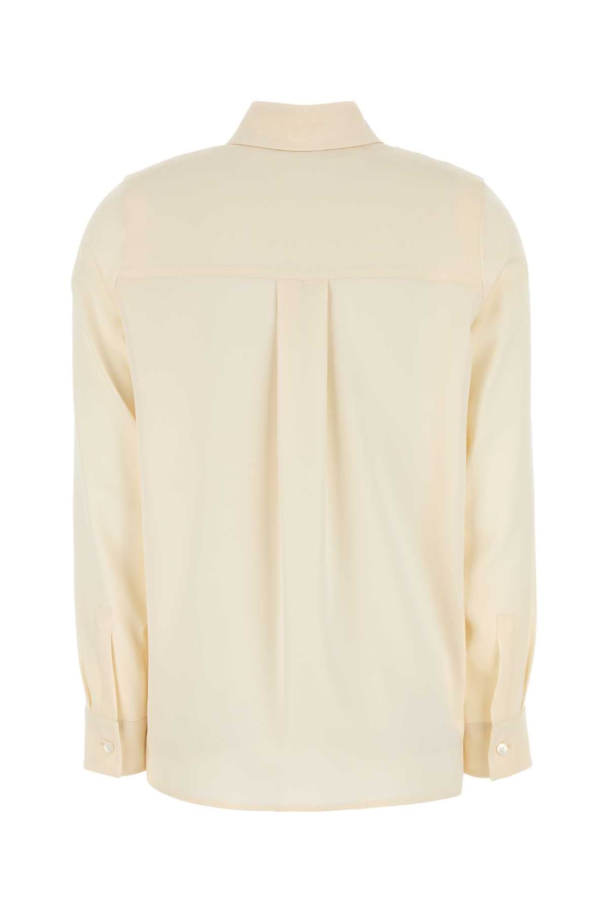 Max Mara Women Cream Stretch Silk Avion Shirt