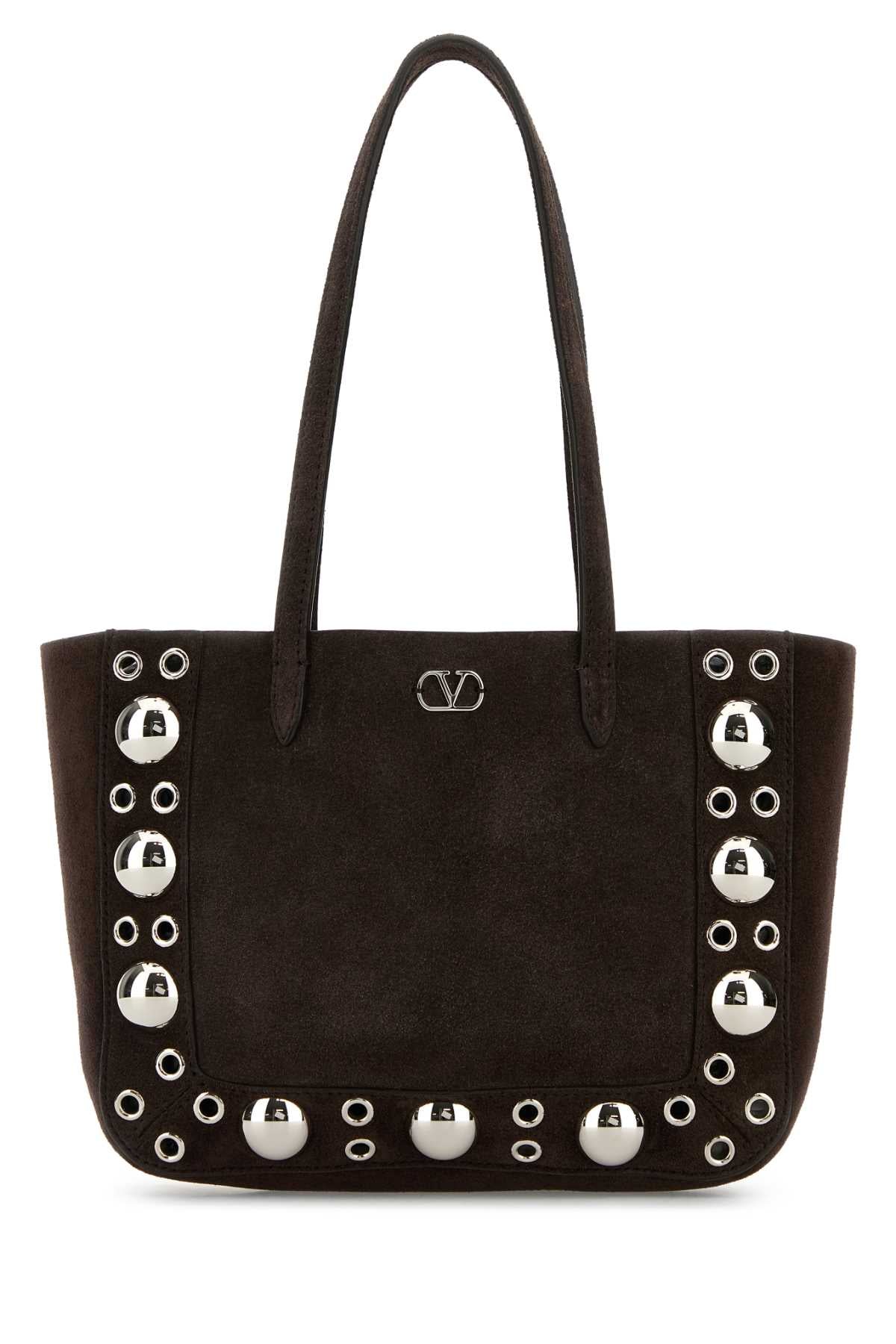 Valentino Garavani Women Brown Suede Nellcã´Te Shopping Bag