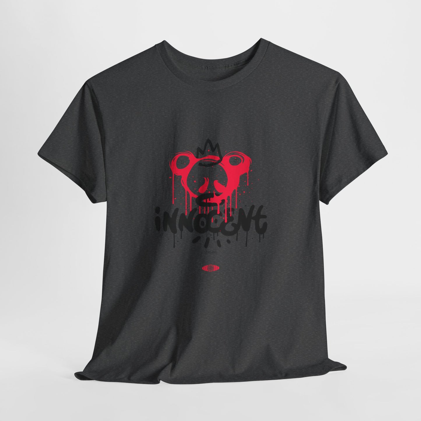 Edgy Graphic Tee: 'Innocent' Design, Urban Fashion, Streetwear, Unisex Cotton T-Shirt, Music Festivals, Casual Wear