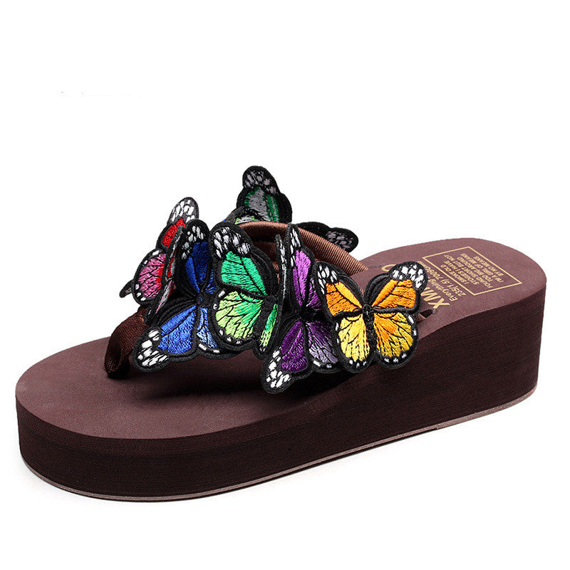 Handmade Butterfly Wedge Slippers