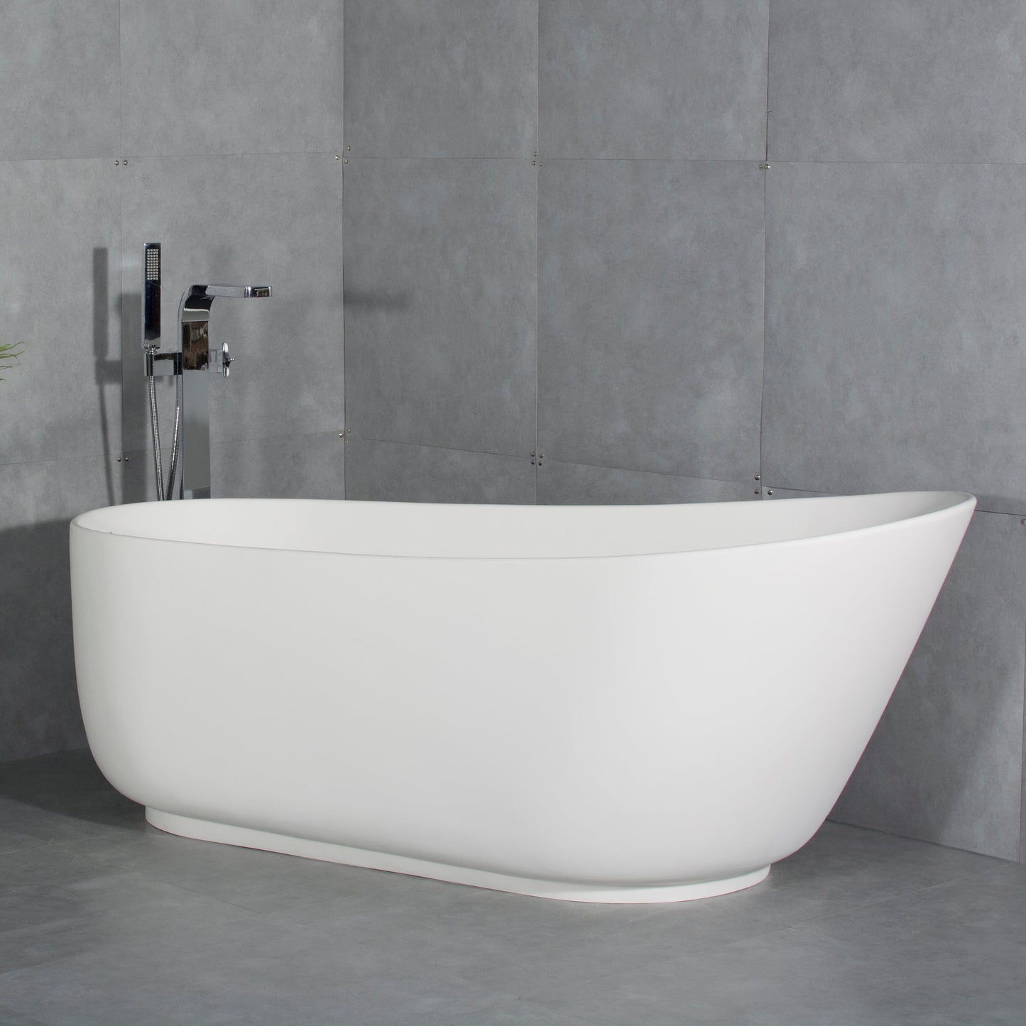 67 Inch Solid Surface Oval Shape Soaking Bathtub