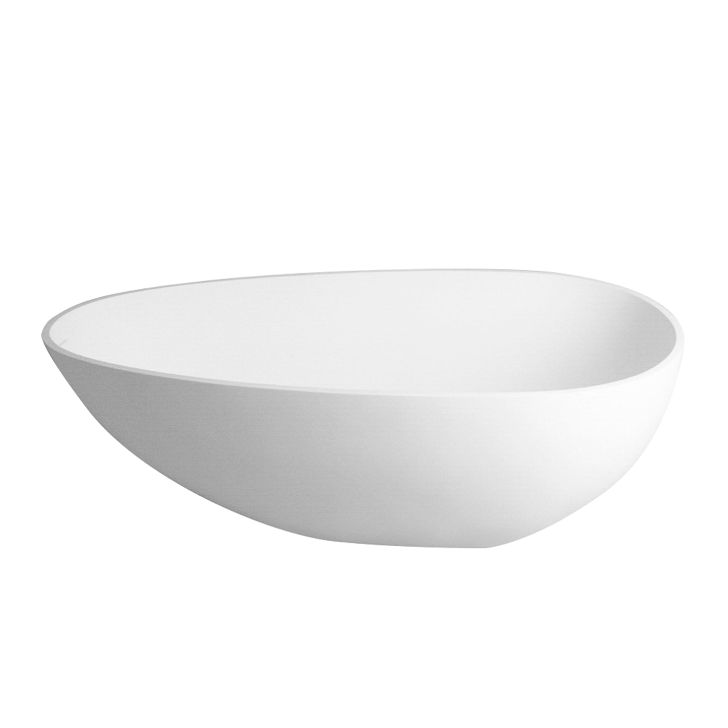 59 Inch Freestanding Egg Shape Solid Surface Bathtub