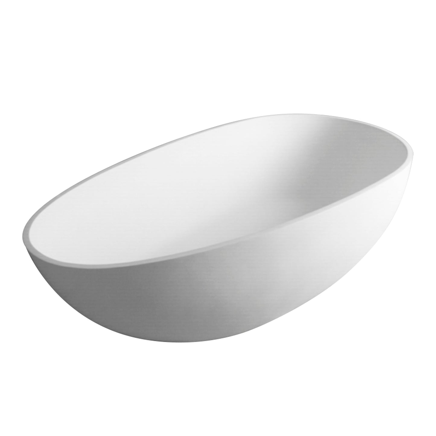 59 Inch Freestanding Egg Shape Solid Surface Bathtub