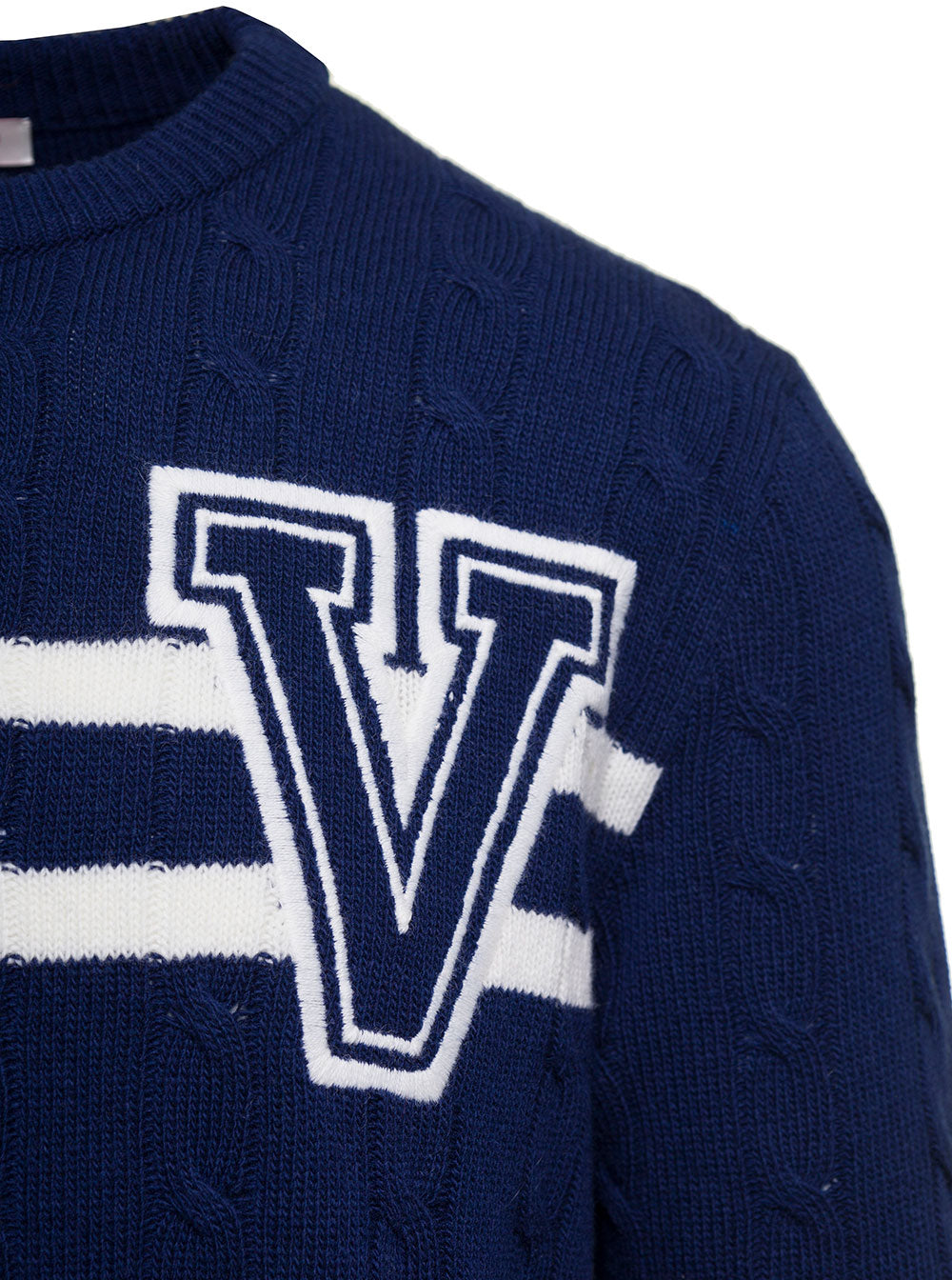 Valentino Men Contrasting Blue Patch 'Vlogo' In Virgin Wool Man