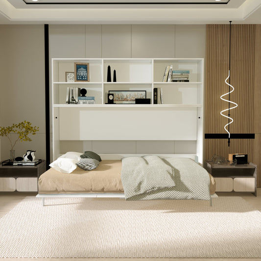 Modern Design Twin Size Horizontal Murphy Bed with Shelf Storage