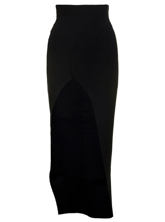Rick Owens Women 'Theresa' Maxi Black Skirt With Wide Split At The Front In Viscose Blend Woman