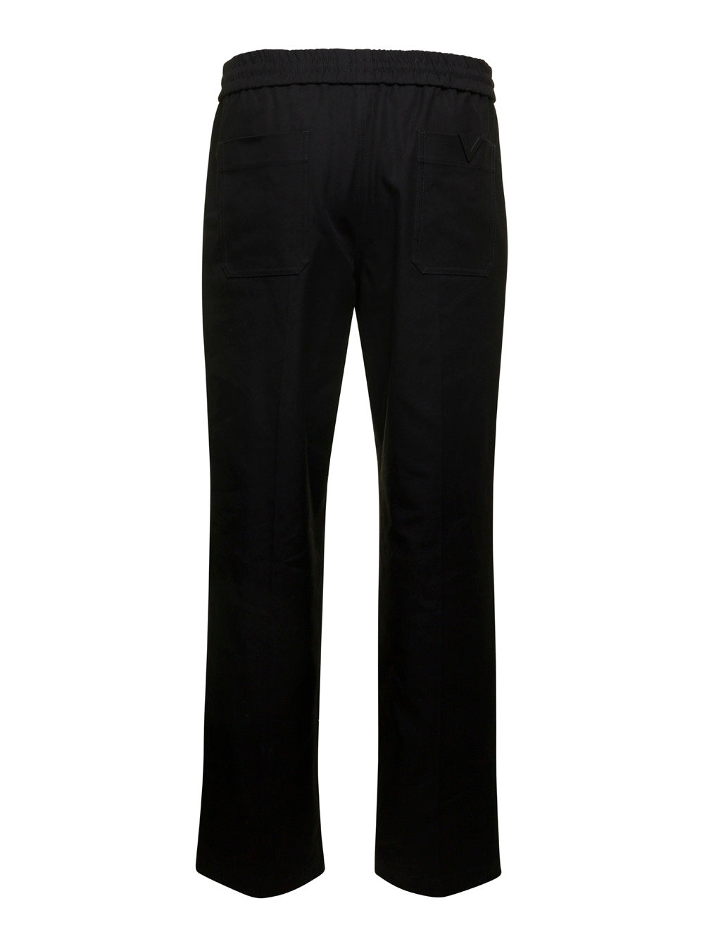 Valentino Men Black Medium Waist Straight Pants In Cotton Blend Man