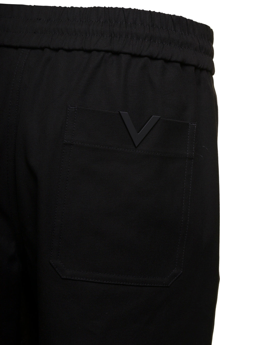 Valentino Men Black Medium Waist Straight Pants In Cotton Blend Man