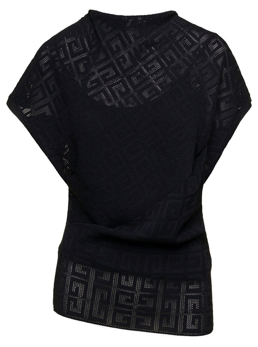 Givenchy Women Black Top With Draped Neckline In Viscose Woman