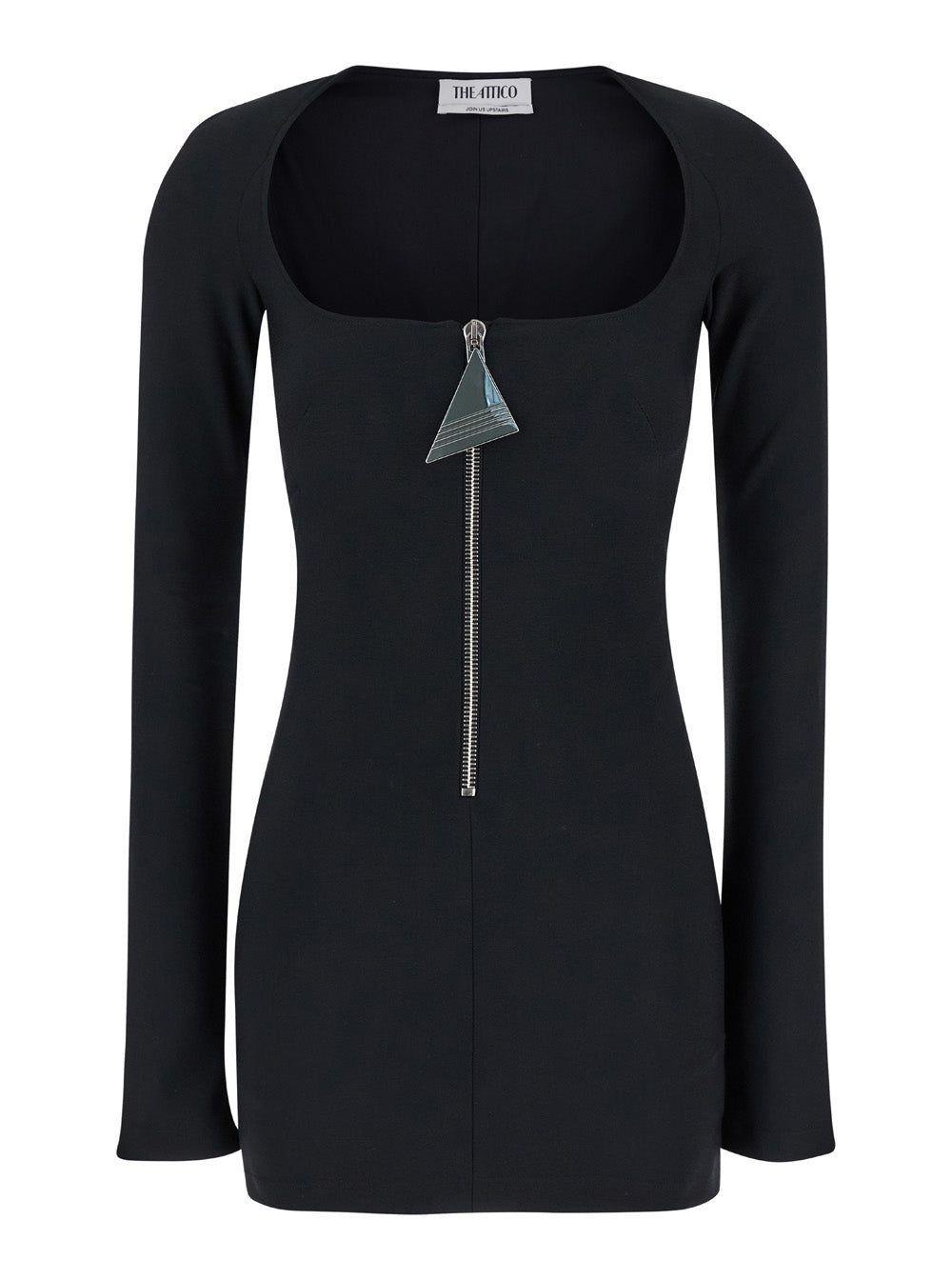 The Attico Women Mini Black Dress With Branded Zip Puller In Tech Fabric Woman