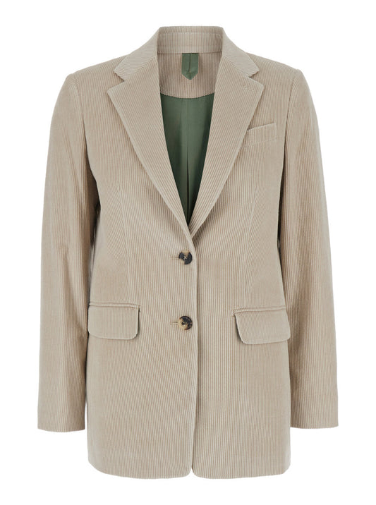 Max Mara Women 'Kuban' Beige Single-Breasted Jacket With Notched Revers In Cotton Blend Woman
