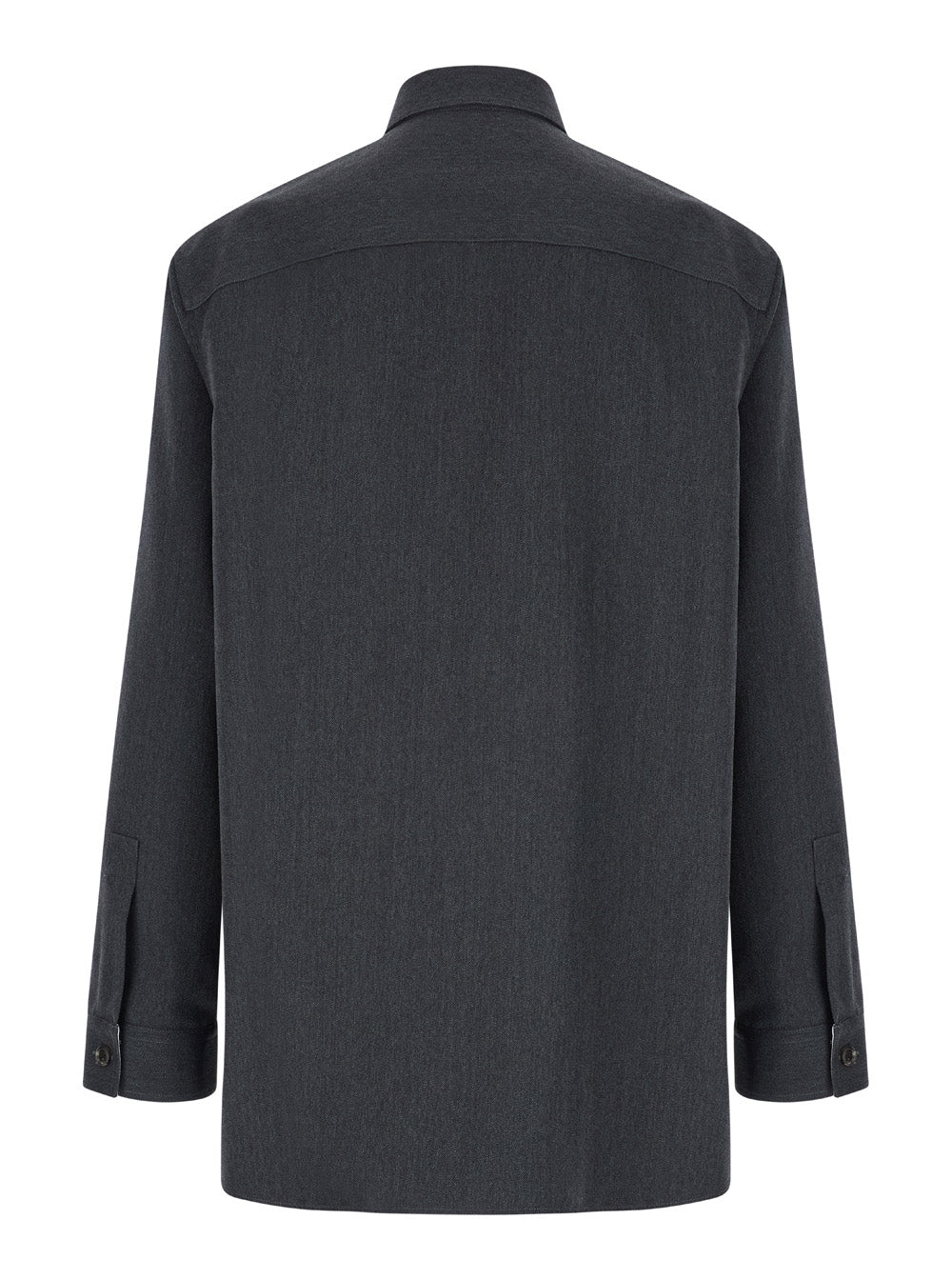 Gucci Men Grey Shirt With Pointed Collar In Wool Man