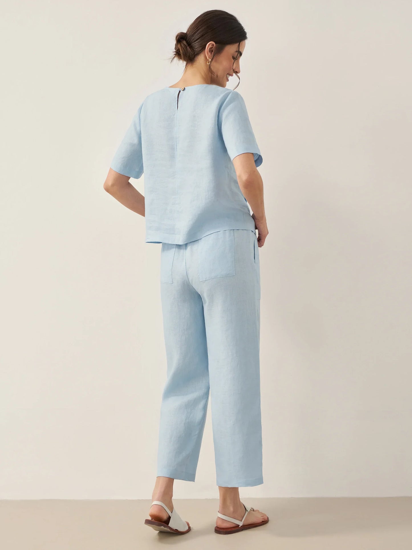 100% Linen Straight-Leg Drawstring Pants JOSIE
