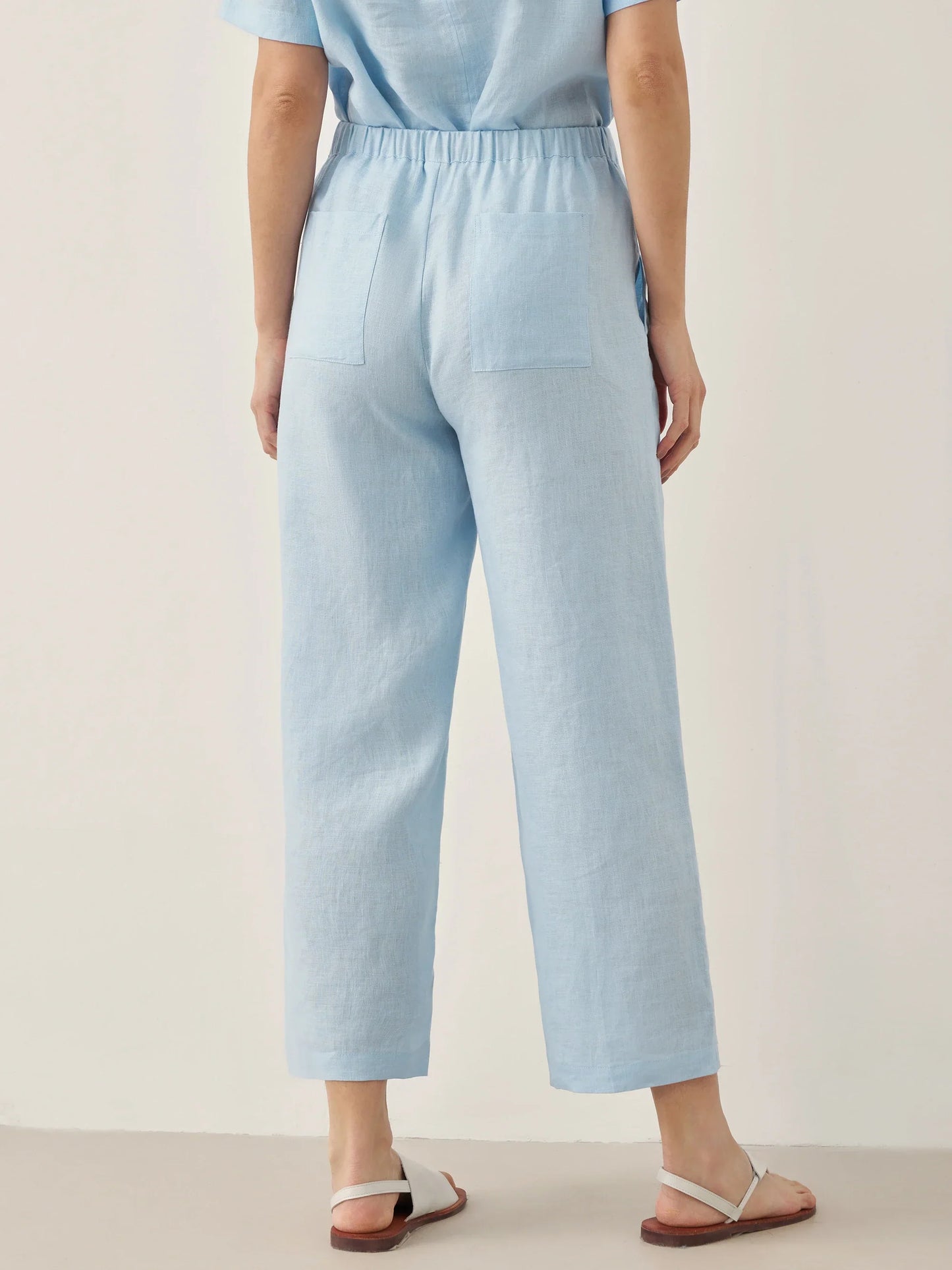100% Linen Straight-Leg Drawstring Pants JOSIE