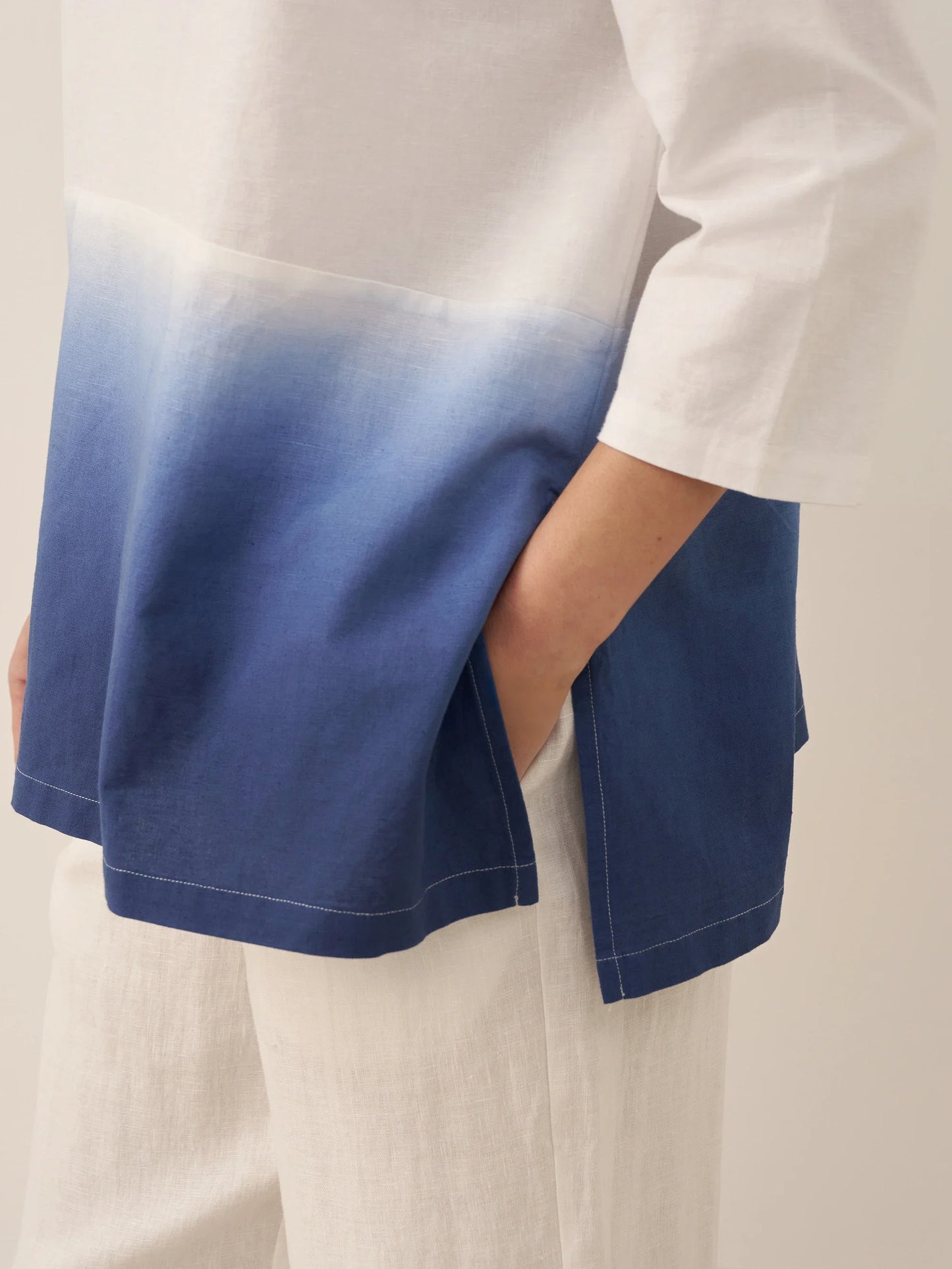 Linen White Boat Neck Oversized Top AVA