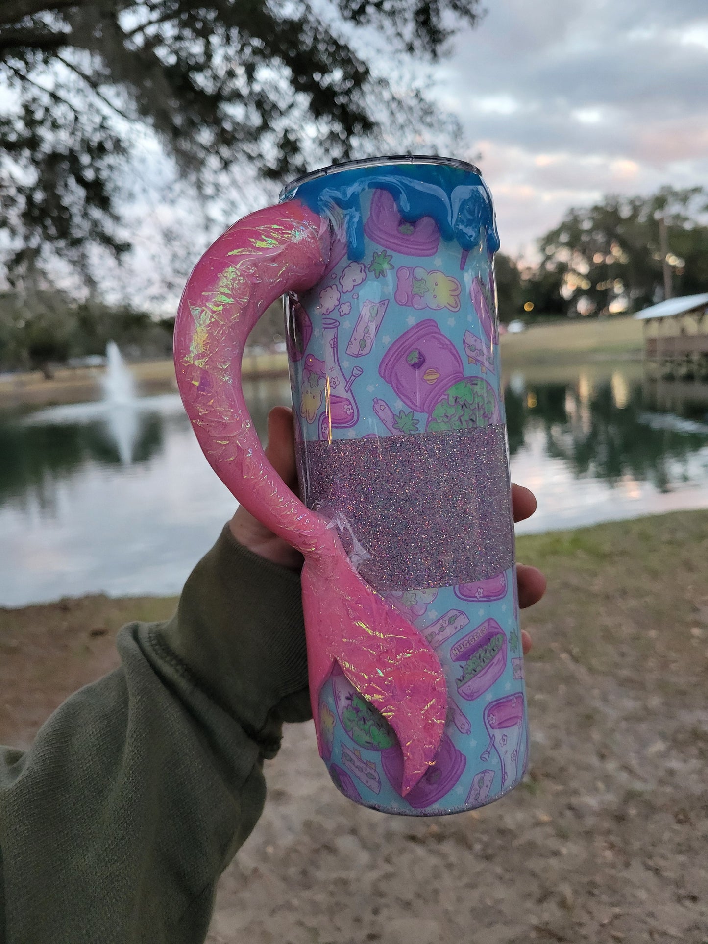 MADE TO ORDER Sea"weed" Tumbler with 3D Mermaid Tail Handle