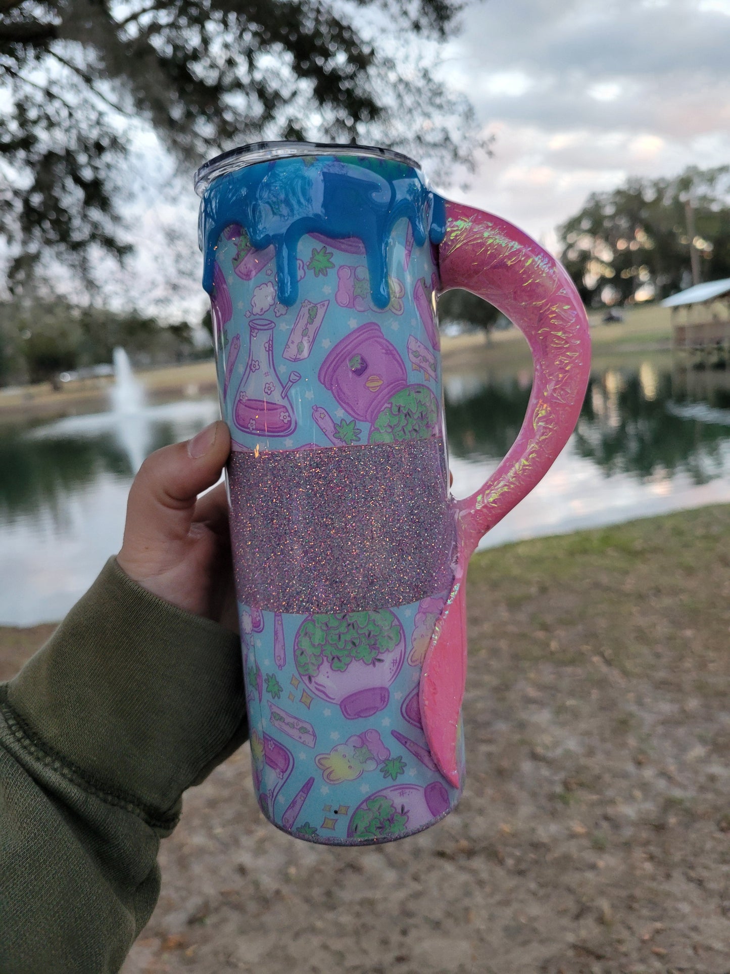 MADE TO ORDER Sea"weed" Tumbler with 3D Mermaid Tail Handle