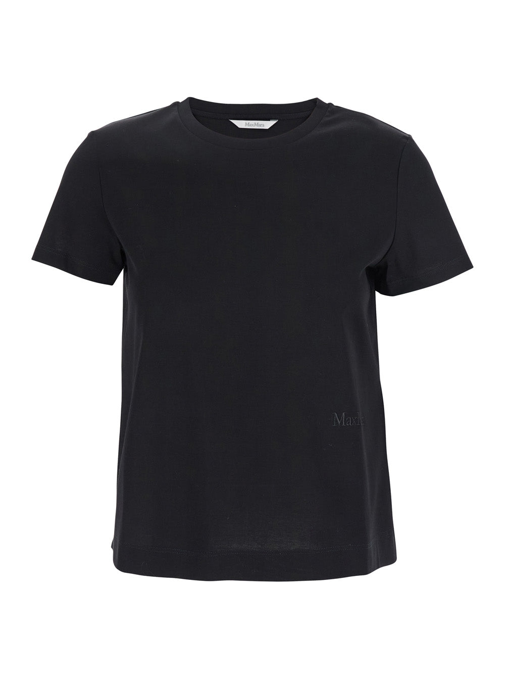 Max Mara Women Black T-Shirt With Logo Embroidered On The Front In Cotton Woman