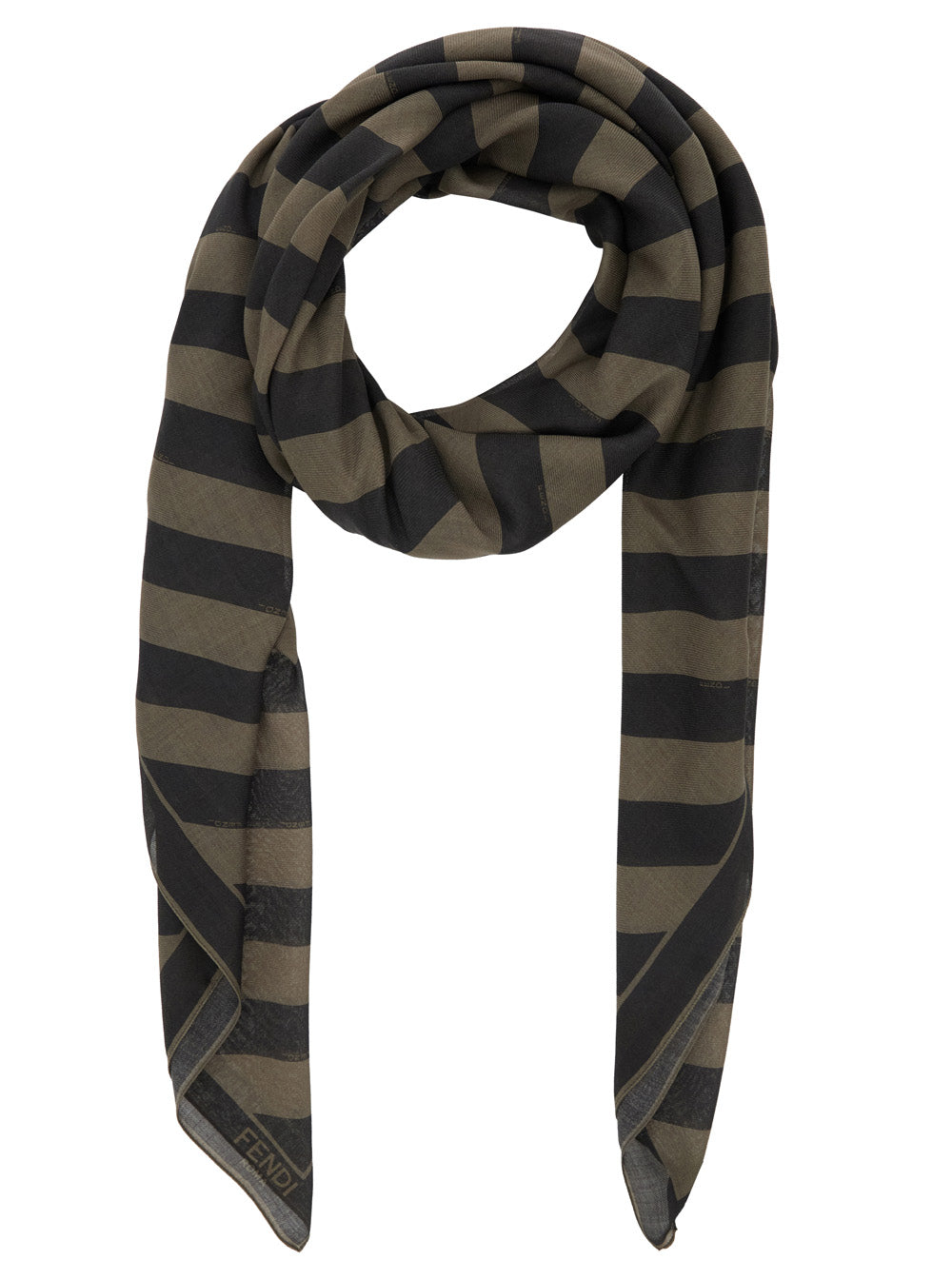 3.Paradis Men Beige Square Stole With All-Over Striped Motif And Logo Lettering On The Hem In Cotton And Silk Blend Man