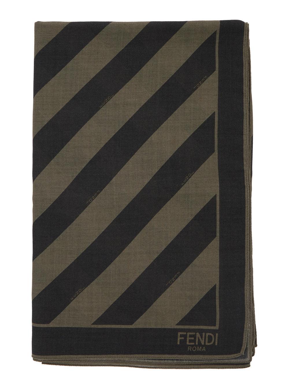 3.Paradis Men Beige Square Stole With All-Over Striped Motif And Logo Lettering On The Hem In Cotton And Silk Blend Man