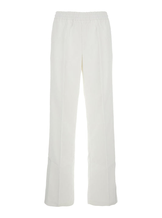 Gucci Women White Pants With Elastic Drawstring Waist In Tech Fabric Woman