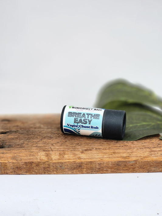 Breathe Easy Vapor Rub Stick | Essential Oil Salve Clear Congestion Chest Neck Cold Cough Natural Organic Relief Menthol Camphor Soothing