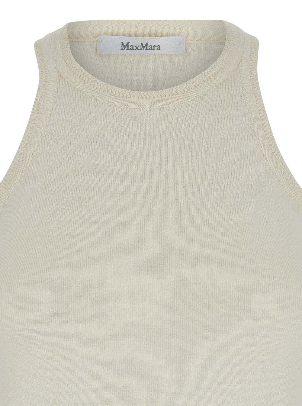 Max Mara Women 'Arness' White Sleeveless Top With Halterneck In Cotton Woman