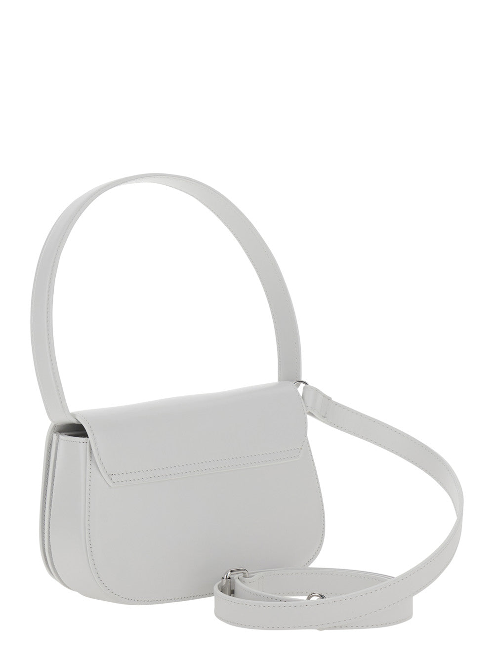 Diesel Women Shoulder Bag '1Dr' With Oval D Patch In White Leather For Women