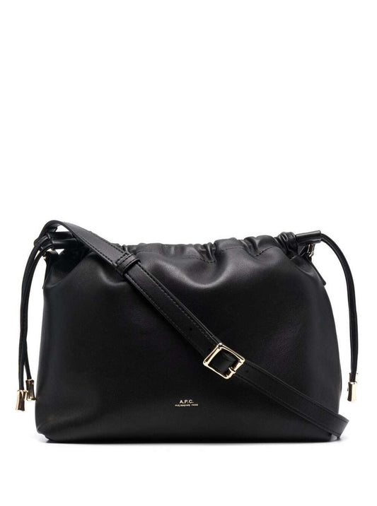 A.P.C. Women Black Crossbody Bag With Logo Lettering On The Front And Drawstring Closure In Ecoleather For Women