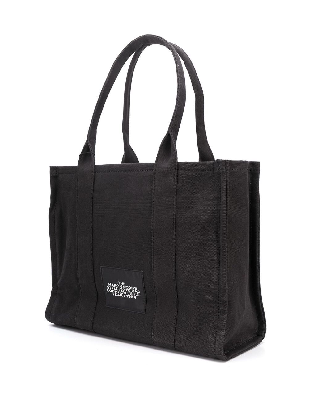 Marc Jacobs Women Tote Bag 'The Large Tote' With Contrast Logo Print In Black Cotton For Women