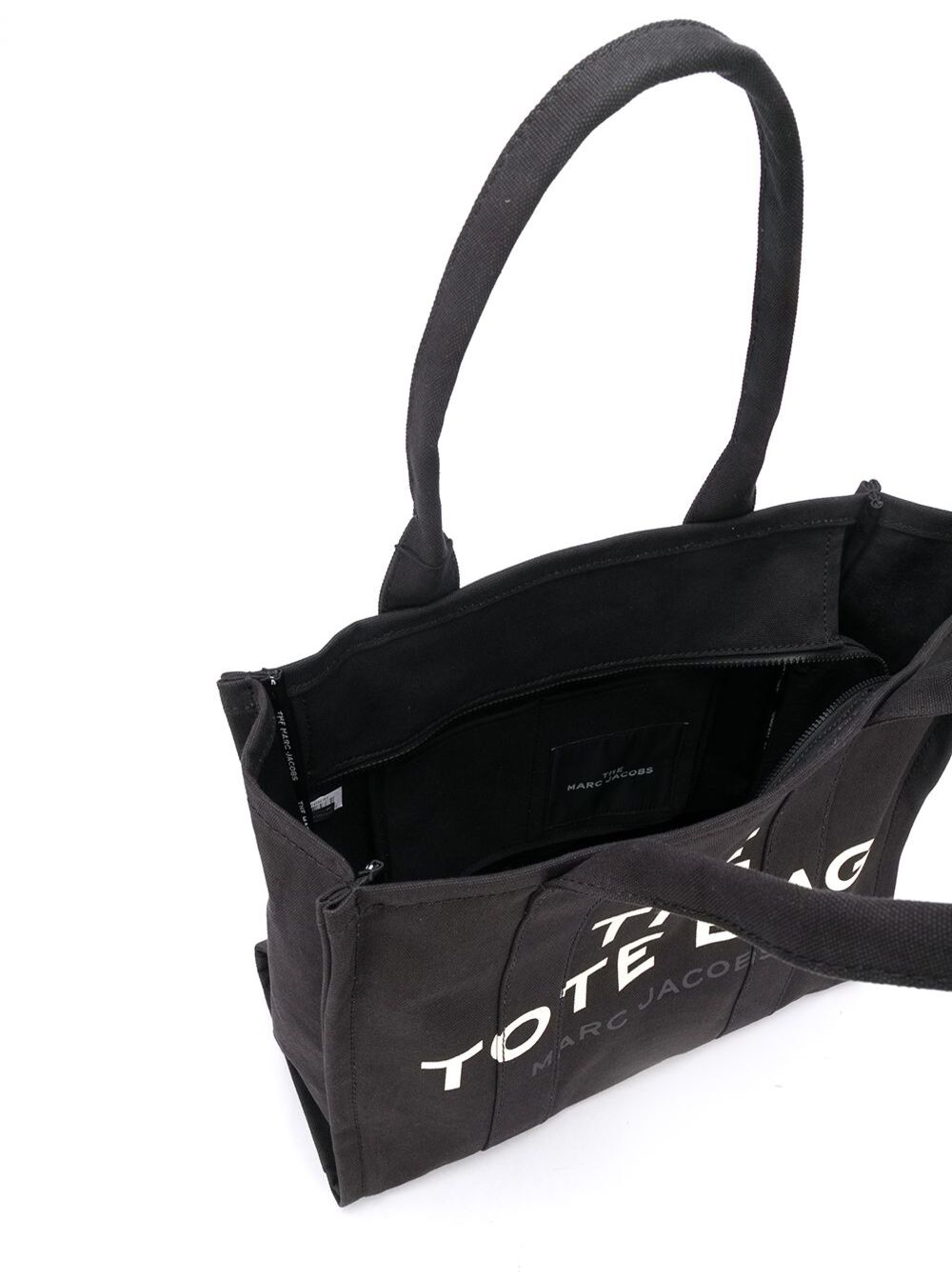 Marc Jacobs Women Tote Bag 'The Large Tote' With Contrast Logo Print In Black Cotton For Women