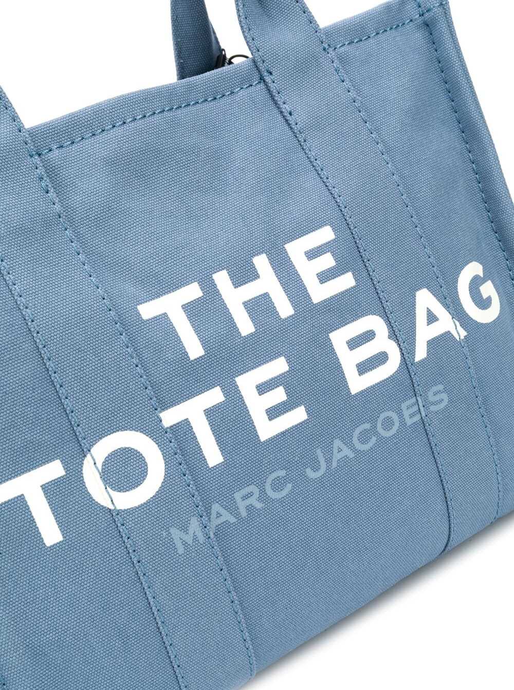 Marc Jacobs Women Shopper Tote 'The Traveller' In Blue Canvas With Logo Print