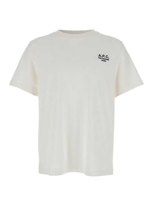 A.P.C. Men White T-Shirt With Embroidered Logo On The Front In Cotton Man