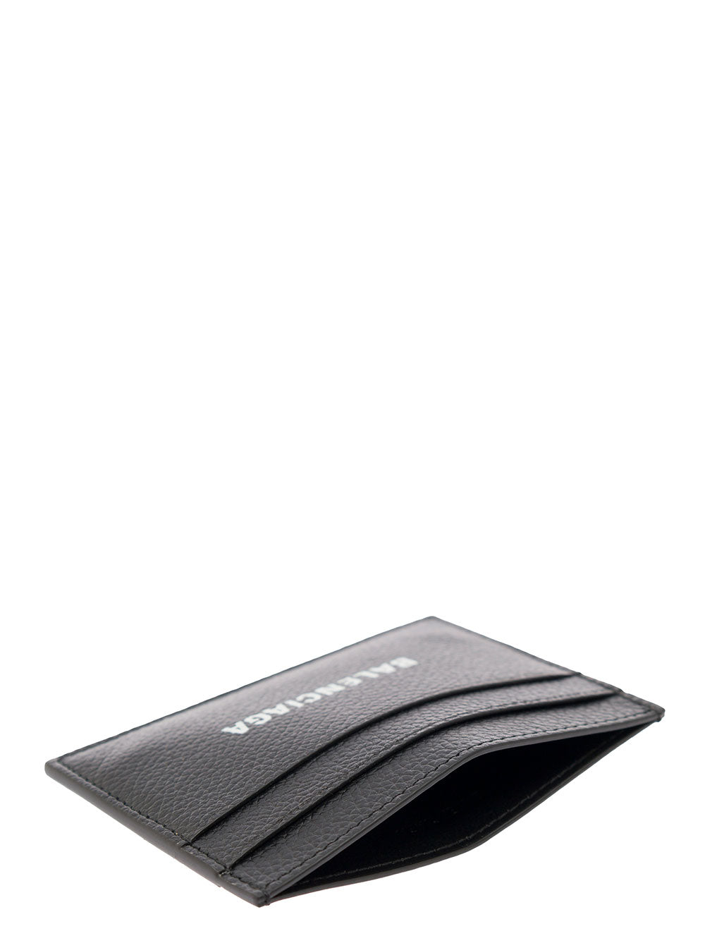 Balenciaga Men Black Card Holder With Contrasting Logo Lettering In Leather For Men