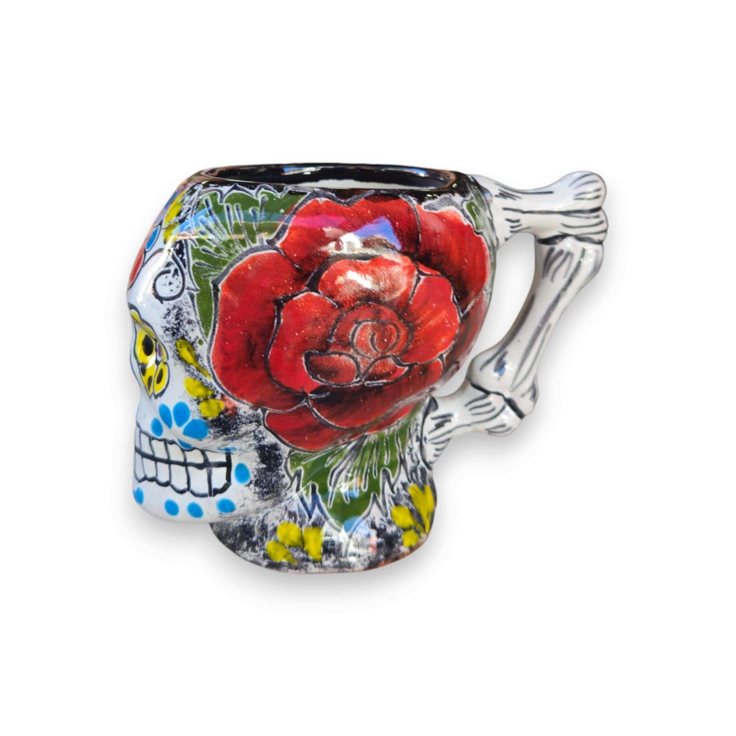 Colorful Talavera Skull Mug | Handcrafted Ceramic Coffee Cup