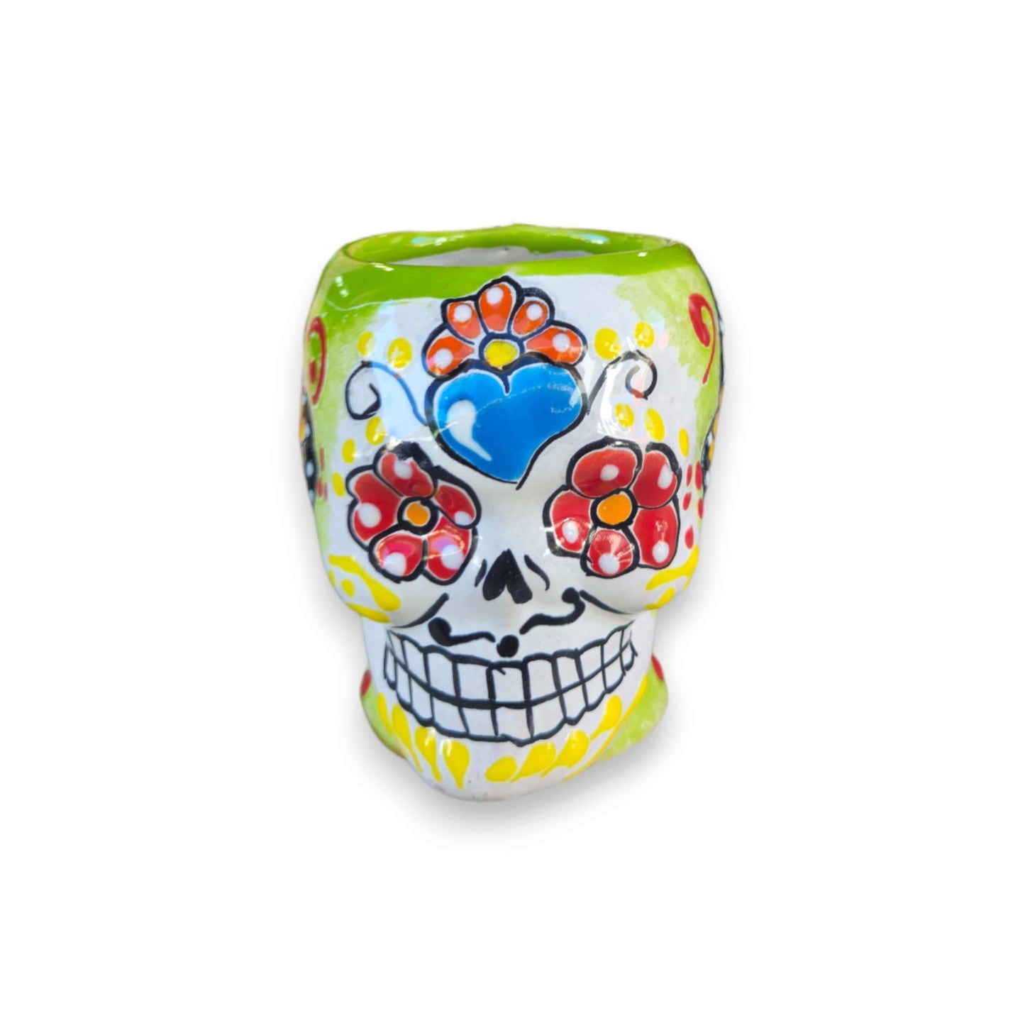 Colorful Talavera Skull Mug | Handcrafted Ceramic Coffee Cup