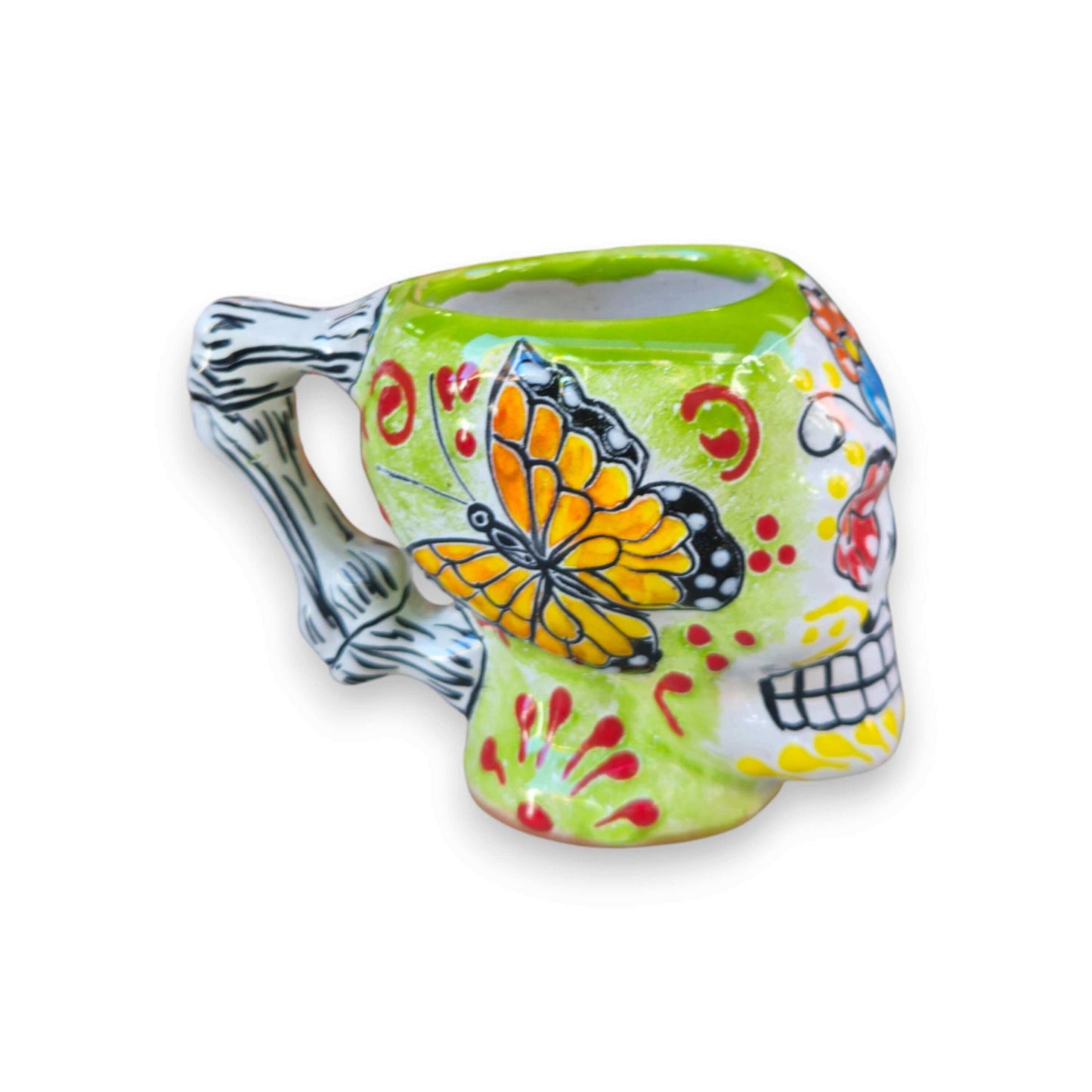 Colorful Talavera Skull Mug | Handcrafted Ceramic Coffee Cup
