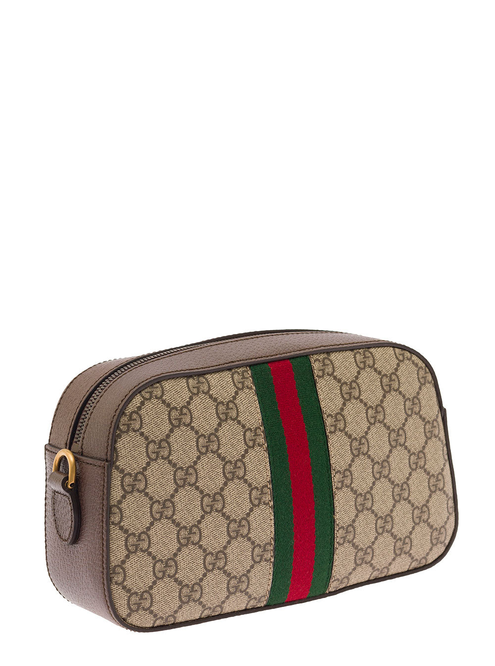 Gucci Men Beige 'Ophidia Gg Small' Crossbody Bag With Web In Gg Canvas And Ebony Men