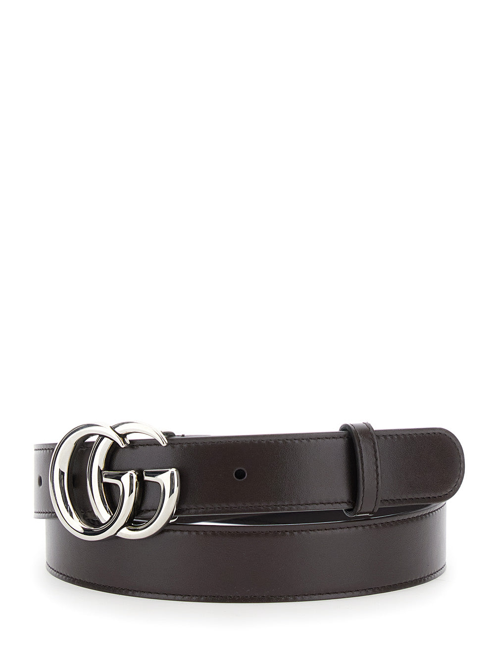 Gucci Men Brown Leather Belt With Gg Buckle For Men
