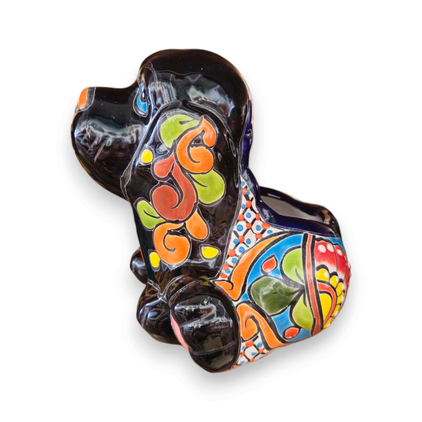 Colorful Talavera Dog Planter | Handcrafted Mexican Pot