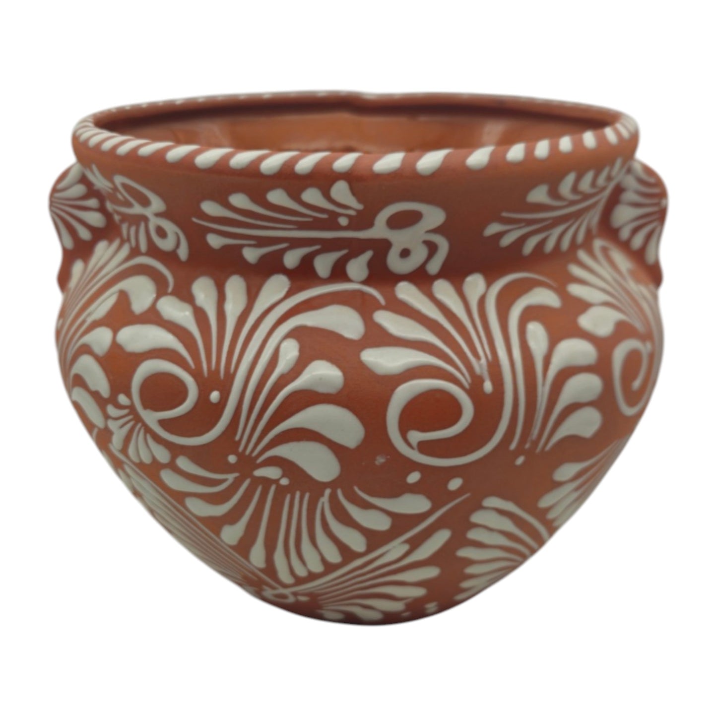Handcrafted Talavera Flower Pot | Terracotta & White Design