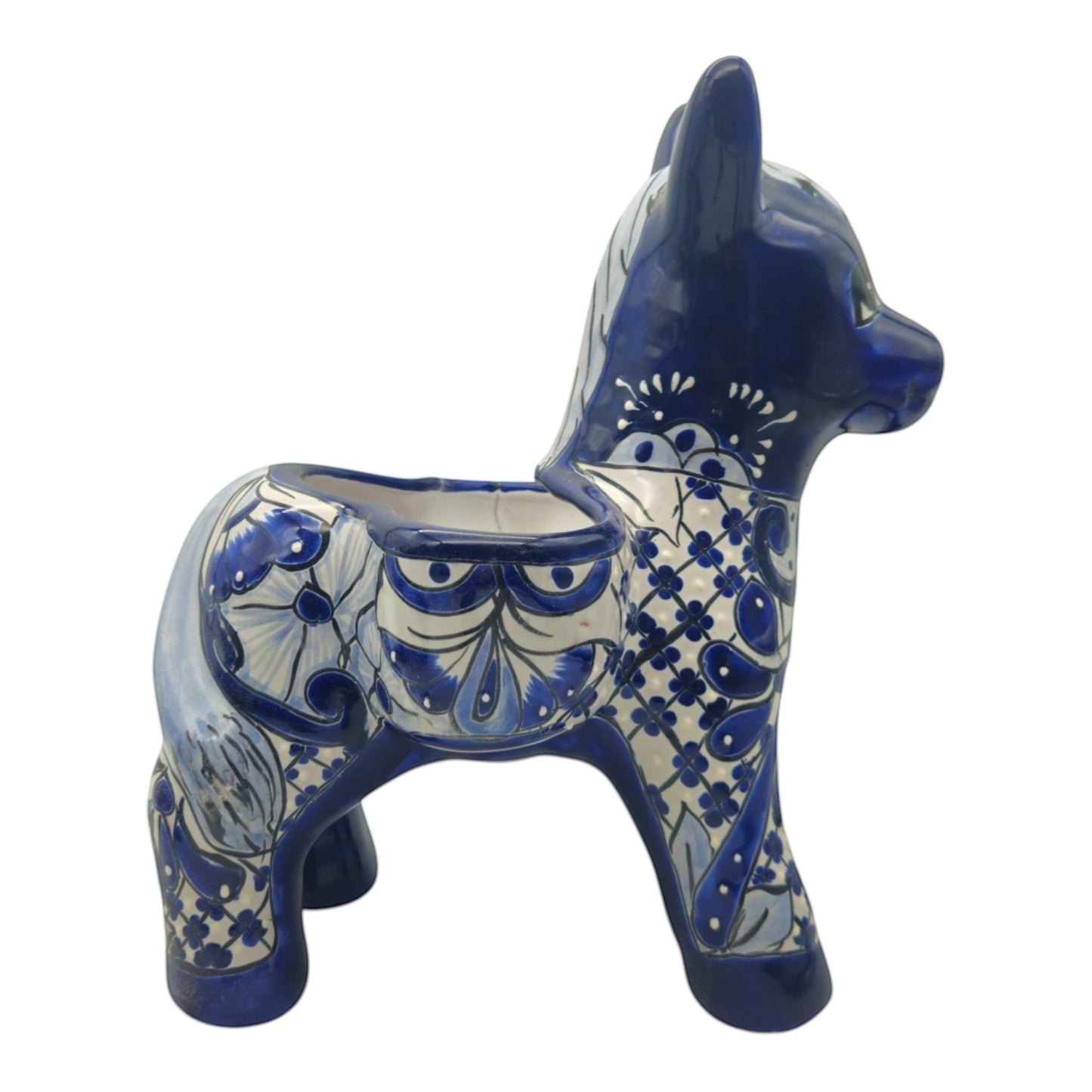 Blue & White Talavera Donkey Planter | Handcrafted Mexican Art