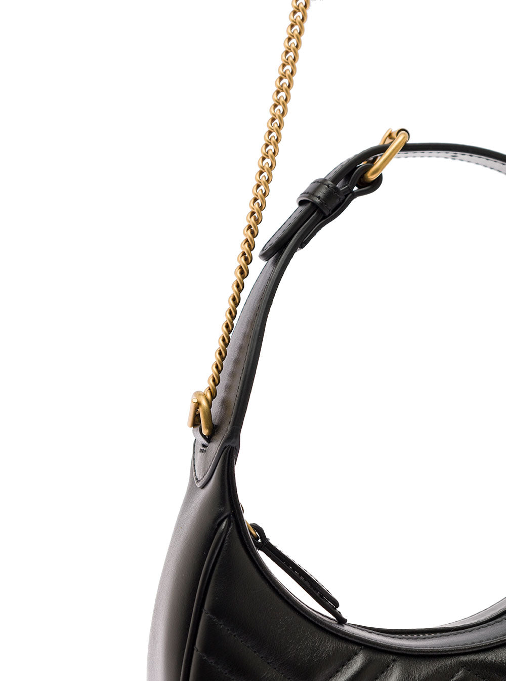 Gucci Women Black Shoulder Bag 'Gg Marmont' In Chevron Leather For Women