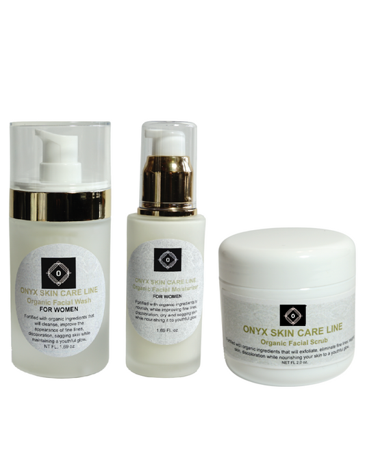 Organic Three Step Facial Renewal System - Wash, Moisturizer & Scrub - For WOMEN-0