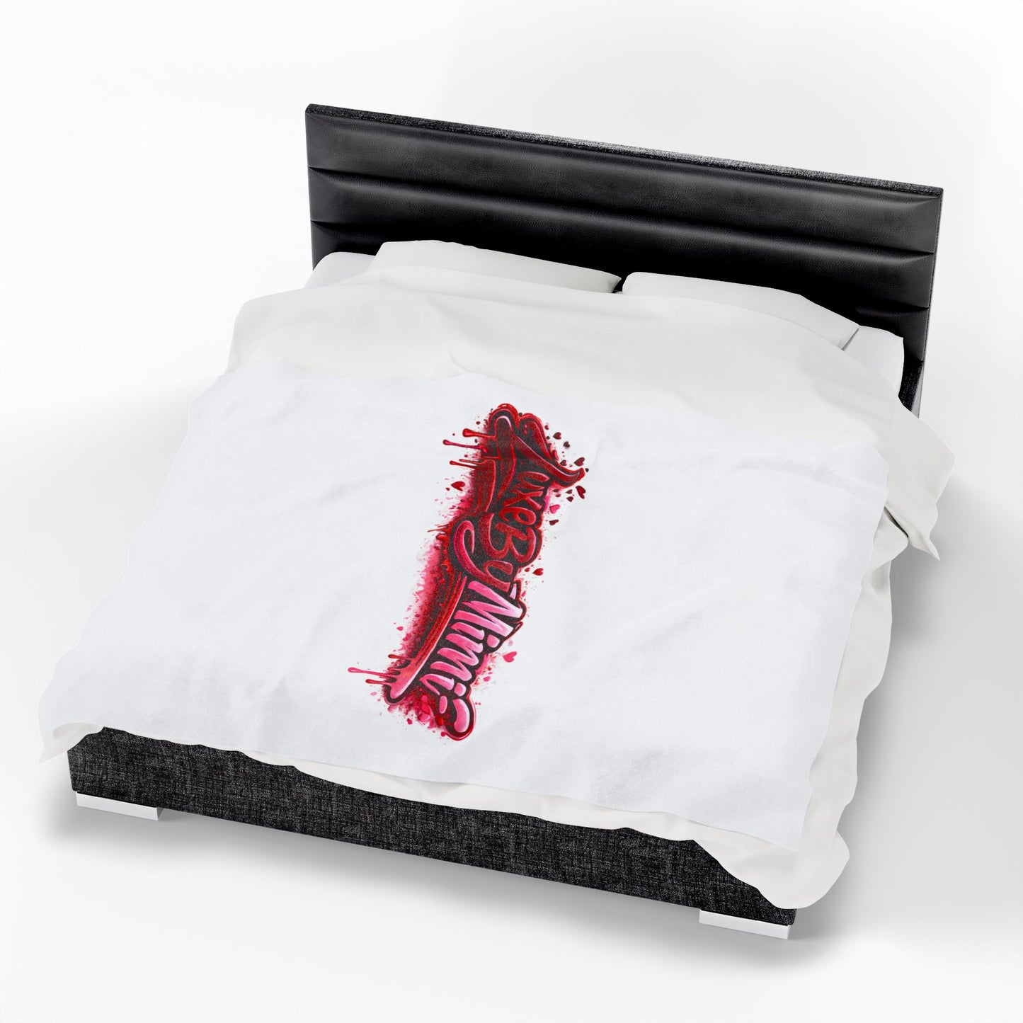 Luxe By Mimi Velvet Plush Blanket — Heart Drip Graphic Cozy Throw