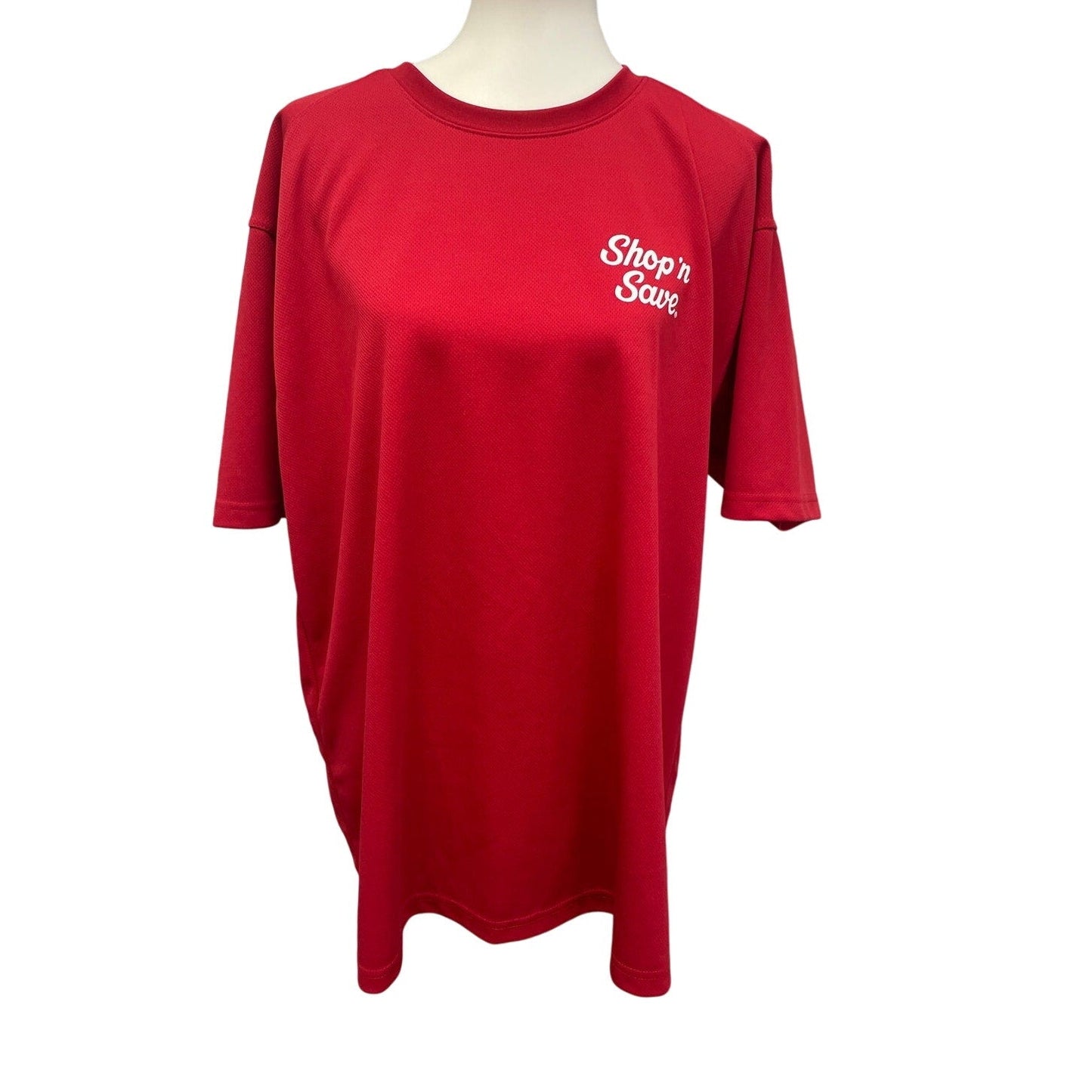 Big Custom Mens Large Polyester Shop N Save Short Sleeve Crew Neck Tee Shirt